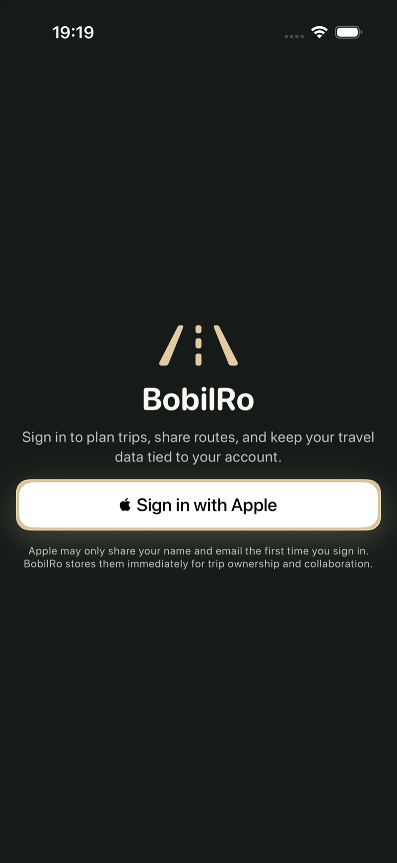 Et ekte skjermbilde av BobilRo-appen på iPhone
